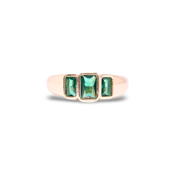 Gold Emerald Tristone Ring by Short & Suite